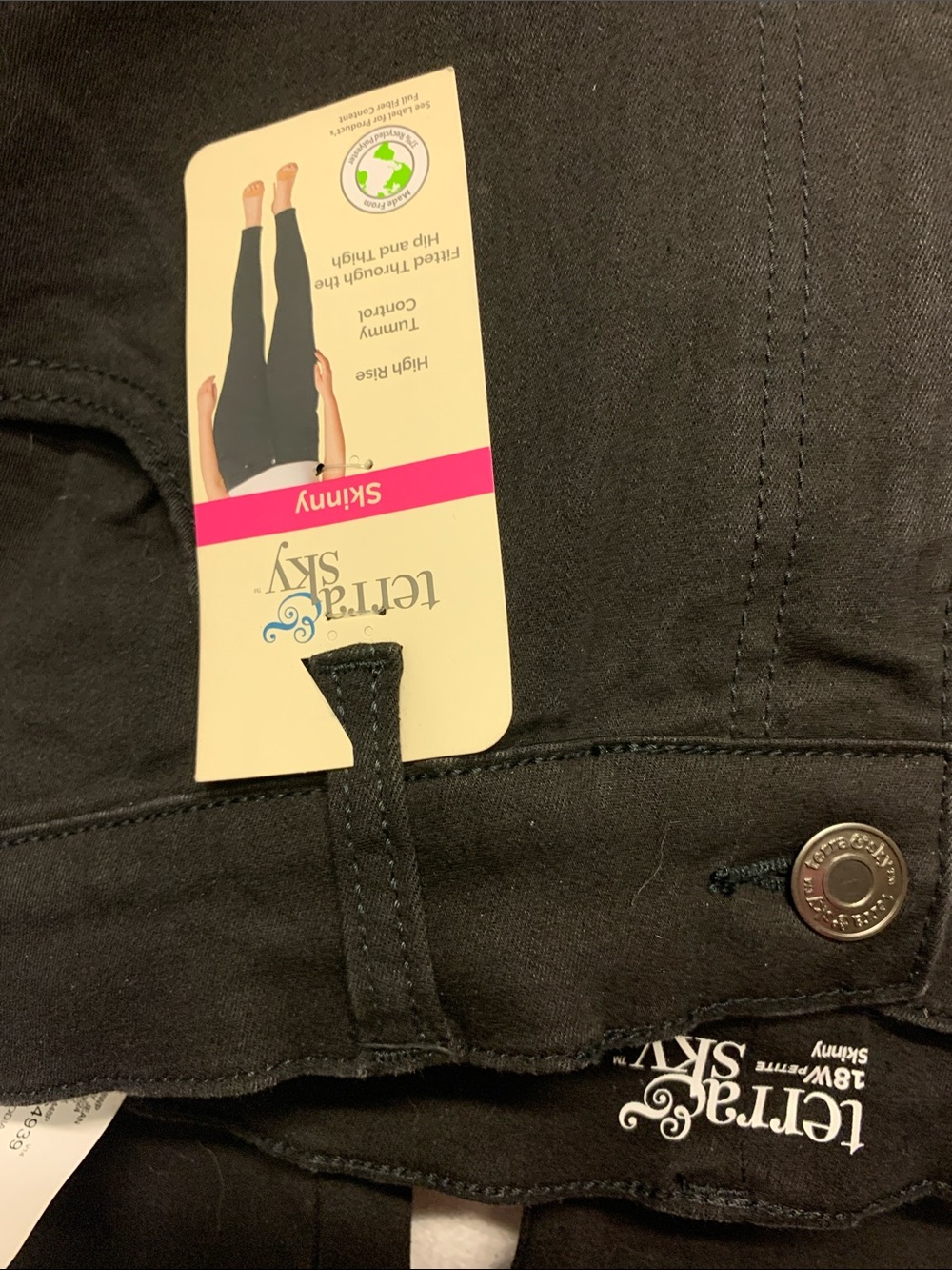 Terra & Sky Black Skinny Jeans Womens Size 18W petite Stomach Control High Rise - Picture 6 of 7